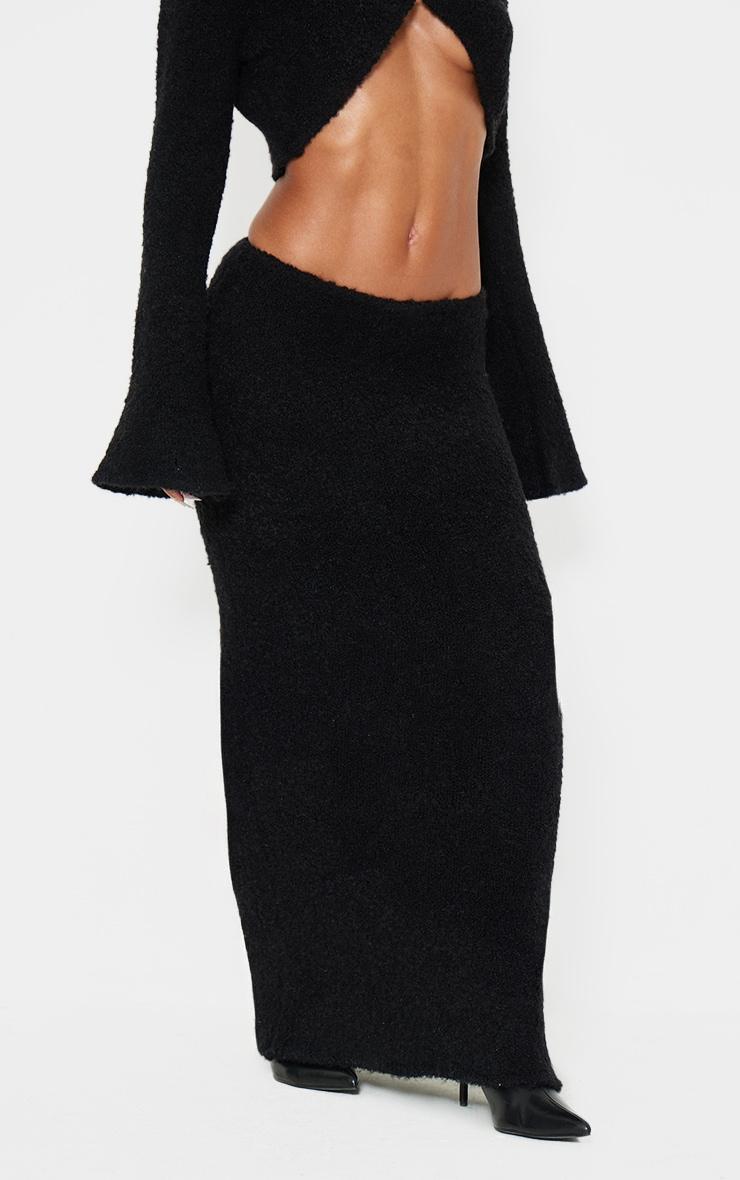 Black Stripe Textured Knit Maxi Skirt Product Image