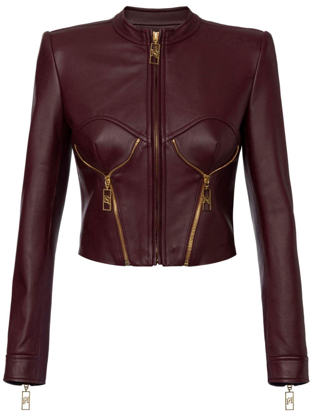 bustier design leather jacket Product Image