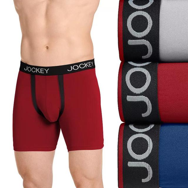 Mens Jockey 3-Pack Chafe Proof Pouch Microfiber 5 Boxer Briefs Blue Team Product Image