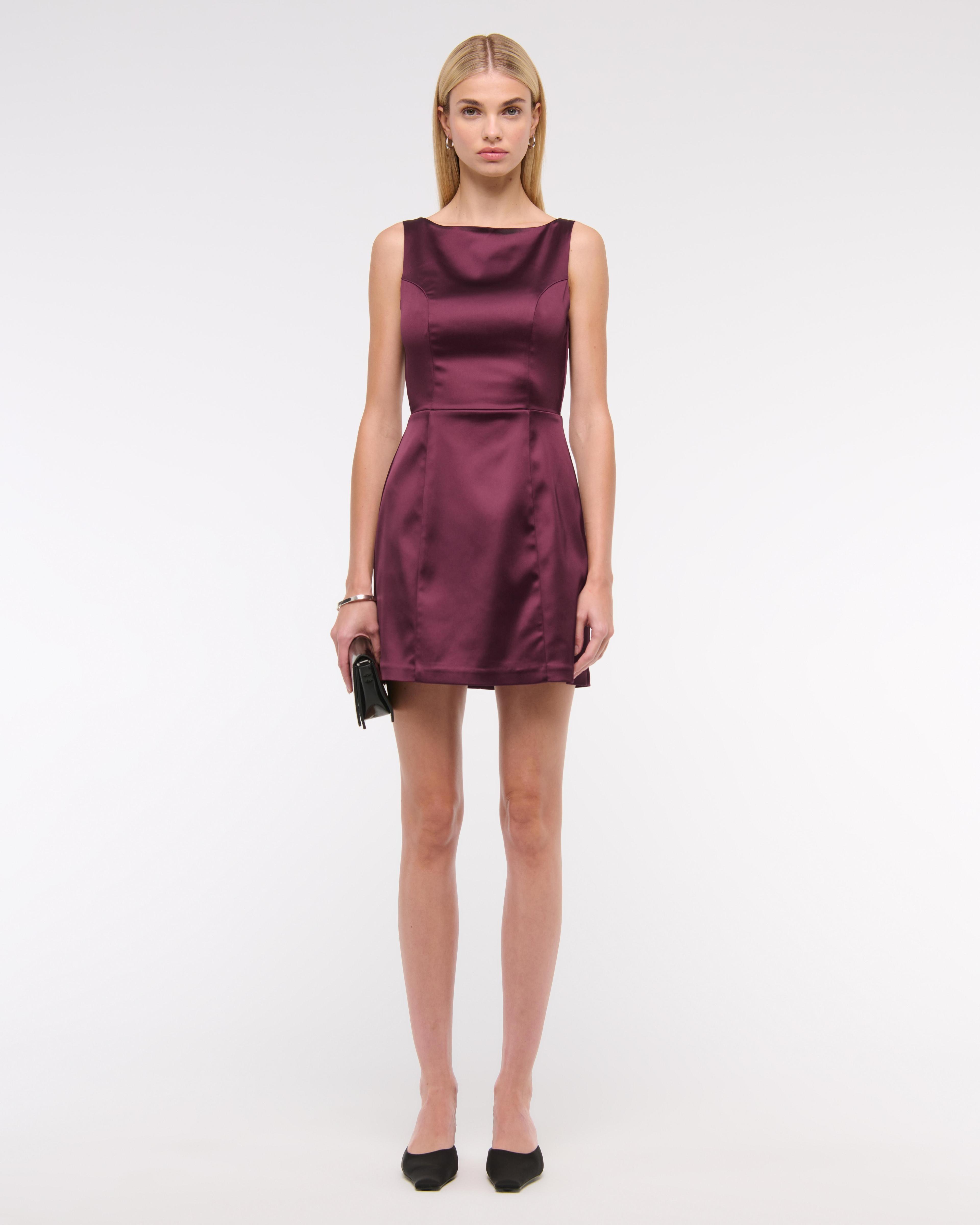 High-Neck Satin Sculpt Mini Dress Product Image