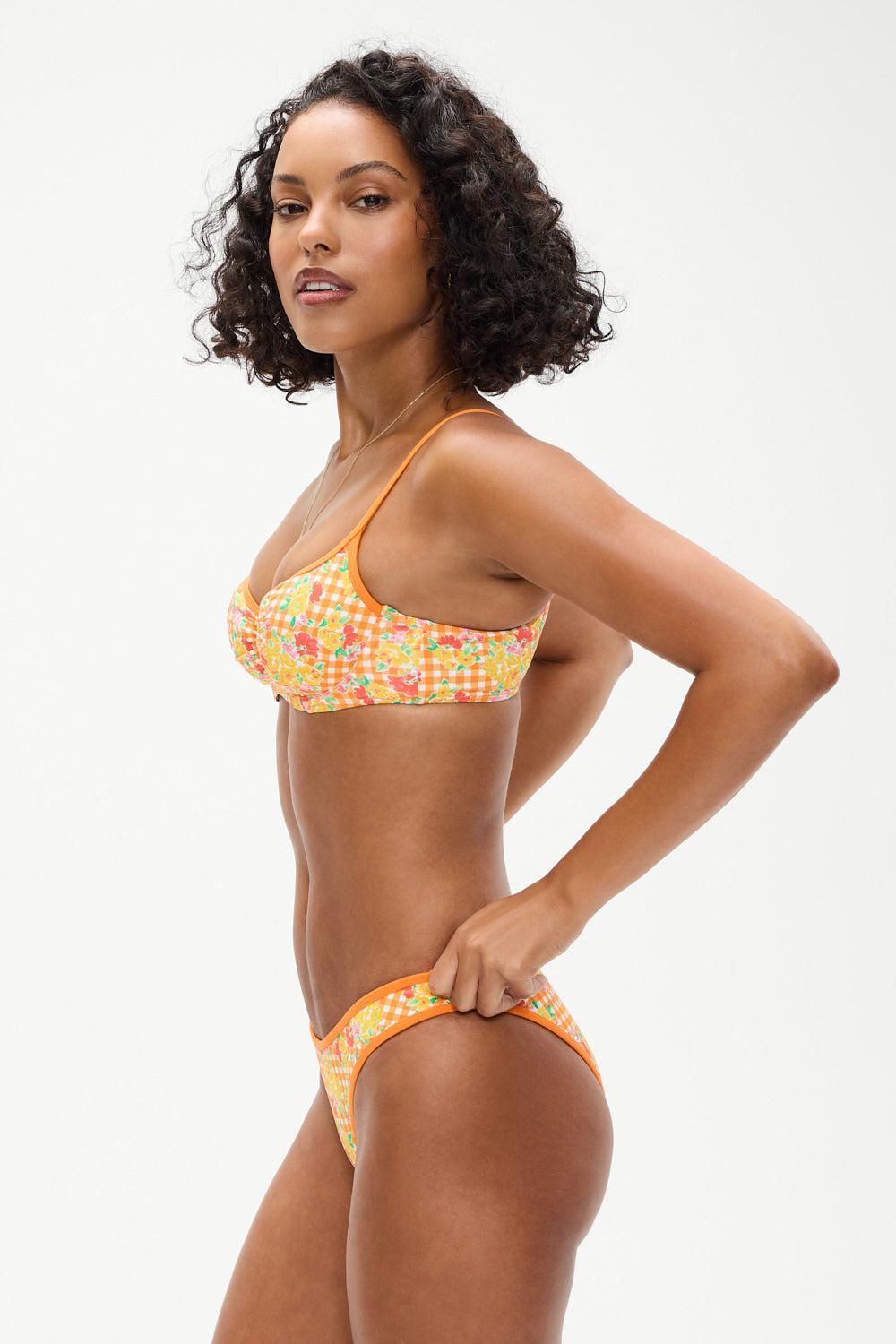 Dove Floral Classic Bikini Bottom - Marigold Gingham Product Image