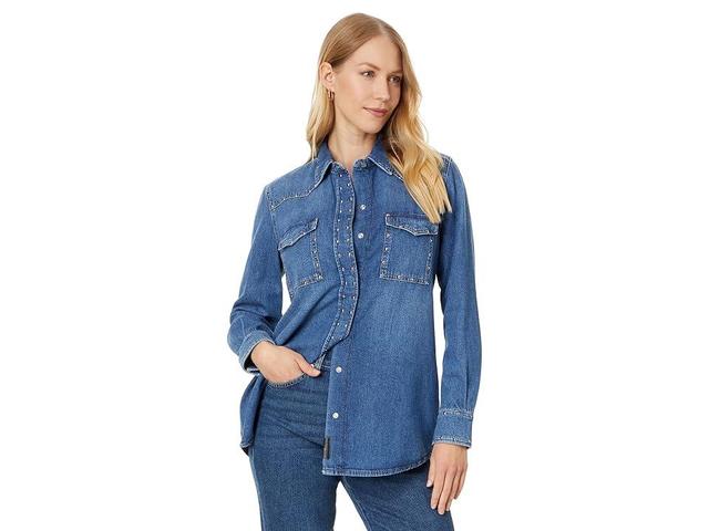 Womens Emilia Stud-Embellished Denim Shirt Product Image