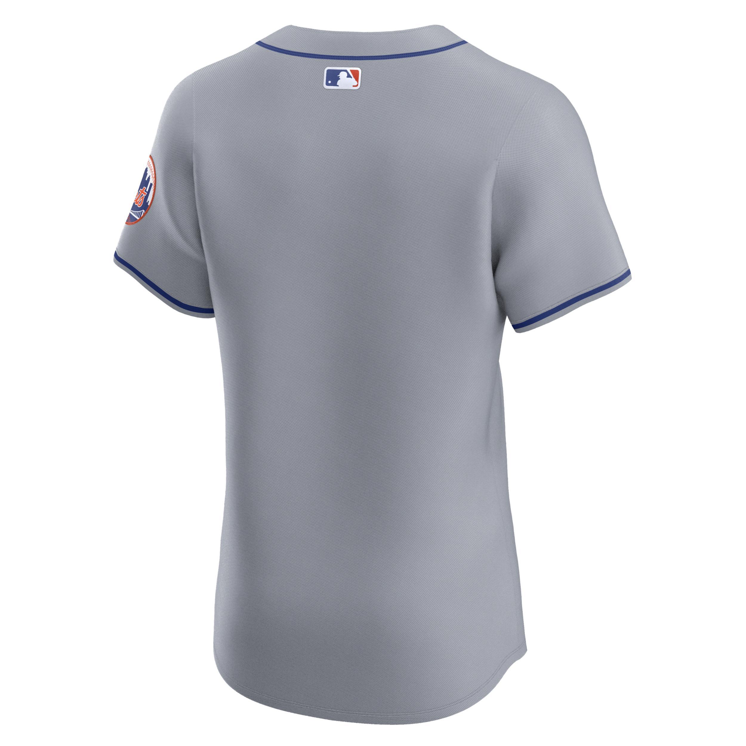 Nike Mens Gray New York Mets Road Vapor Premier Elite Patch Jersey - Gray Product Image