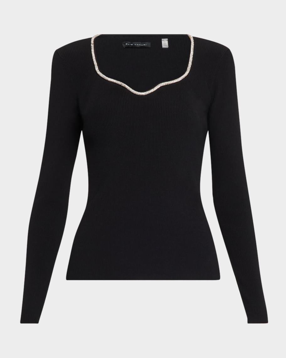 The Ana Crystal Square-Neck Sweater Product Image