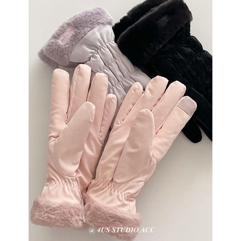 Panel Fluffy Fleece-Lined Gloves Product Image