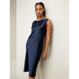 Cowl-Neck Silk Midi Dress Product Image