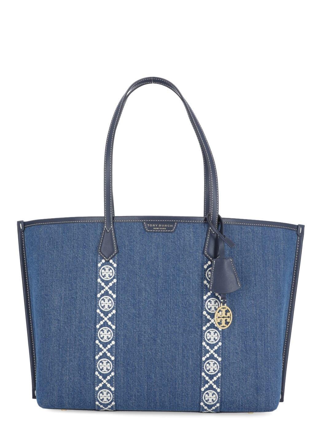 TORY BURCH Perry Triple Tote Shopping Bag In Blue Product Image