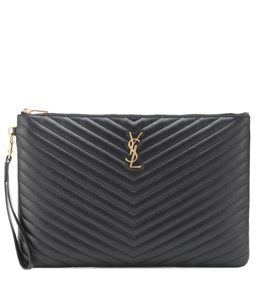 SAINT LAURENT Cassandre Matelassé Leather Clutch In Black Product Image