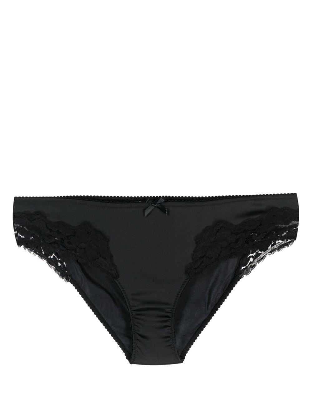 Floral-lace Stretch-silk Briefs In Black Product Image