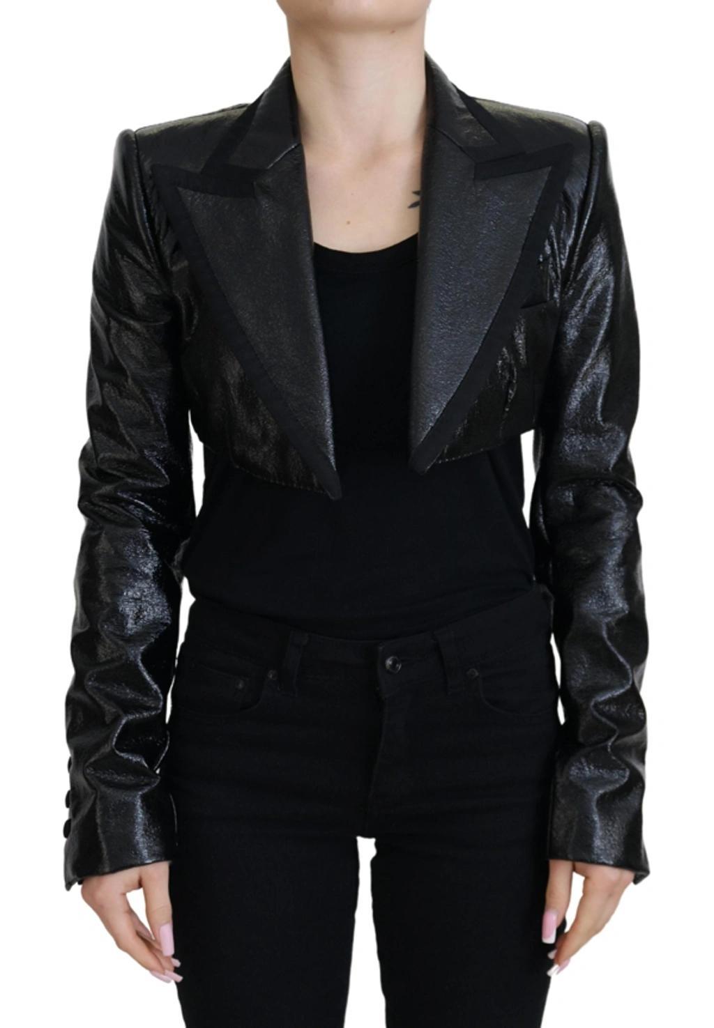 Black Long Sleeves Crop Blazer Cotton Jacket product image