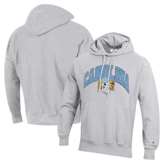 Mens Champion Heather Gray North Carolina Tar Heels Vault Late Night Reverse Weave Pullover Hoodie Product Image