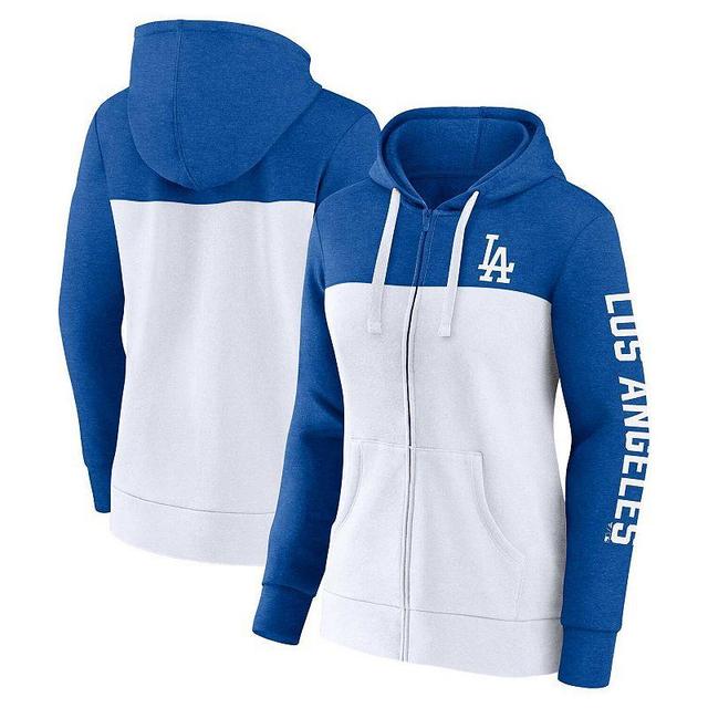 Womens Fanatics Branded Heather Royal/White Los Angeles Dodgers City Ties Hoodie Full-Zip Sweatshirt Product Image