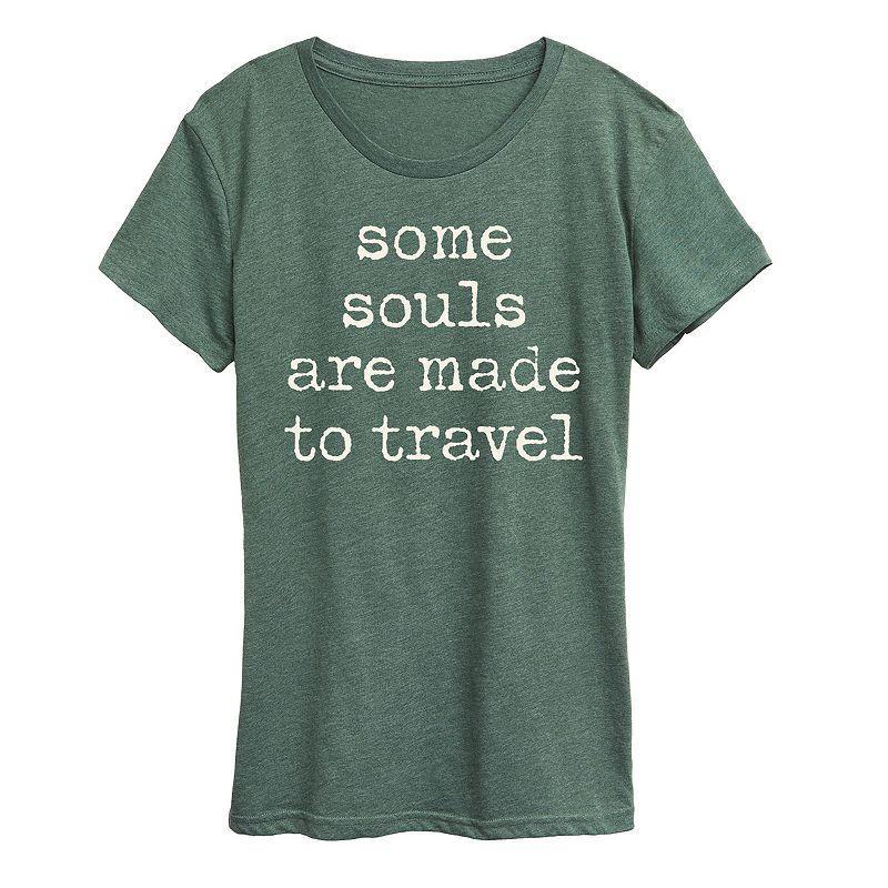 Missy Plus Size Some Souls Are Made To Travel Graphic Tee, Womens Grey Green Product Image