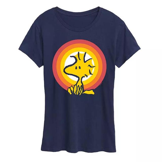 Womens Peanuts Woodstock Sunset Graphic Tee Blue Product Image