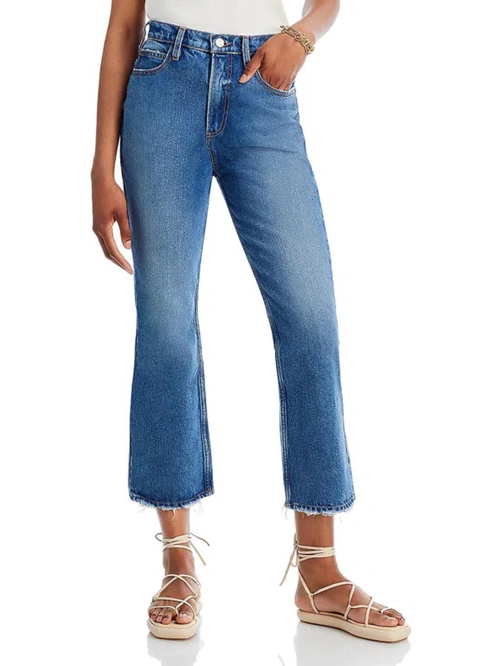 FRAME Womens High Rise Cropped Bootcut Jeans In Blue Product Image