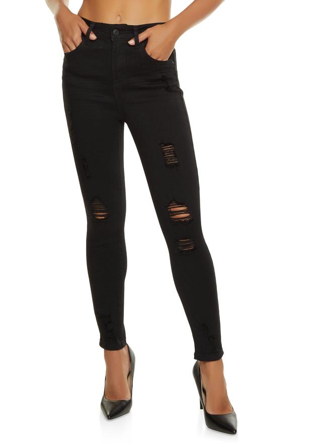 Womens WAX Distressed Frayed Skinny Jeans Product Image