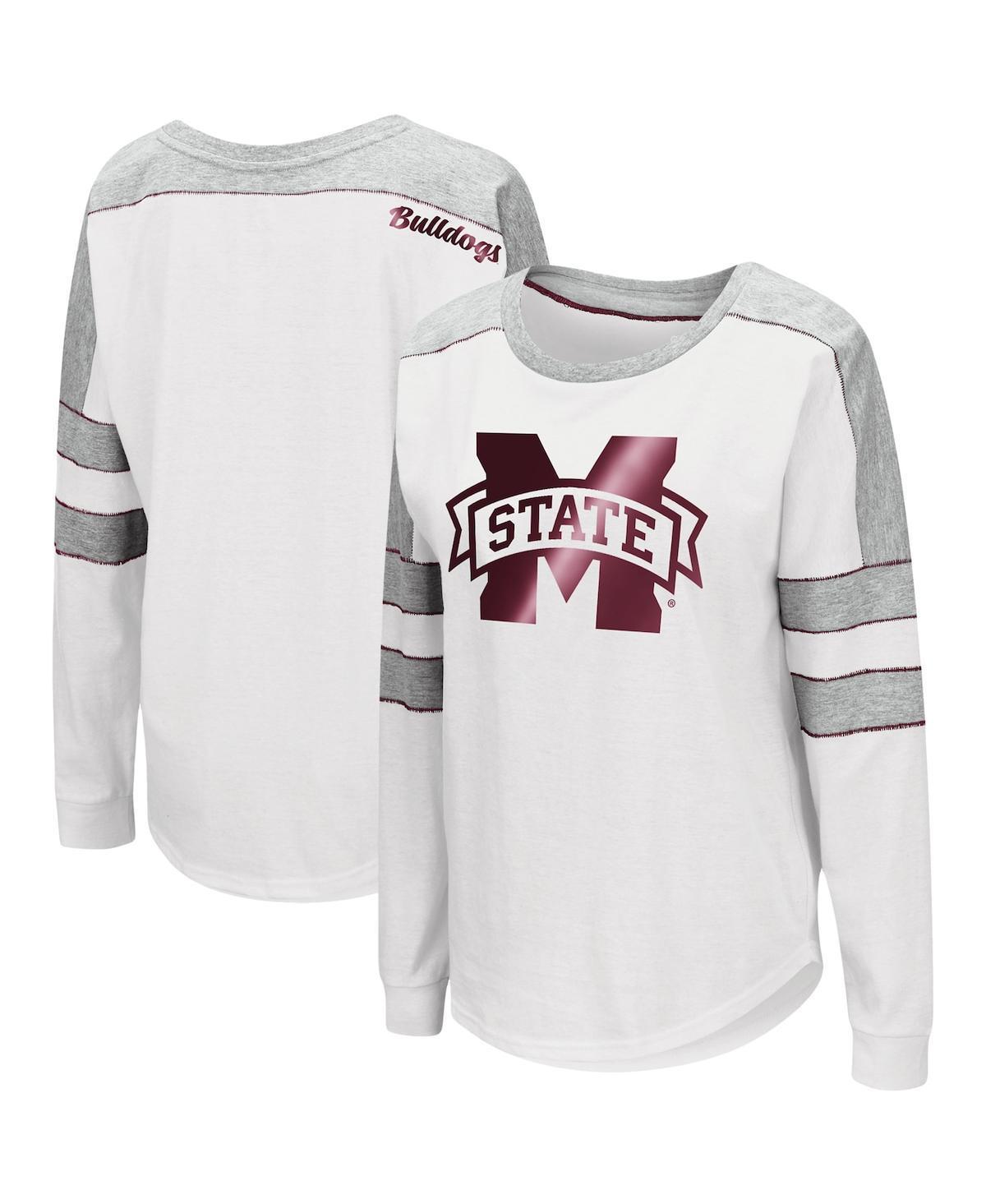 Womens Colosseum White Mississippi State Bulldogs Trey Dolman Long Sleeve T-Shirt Product Image