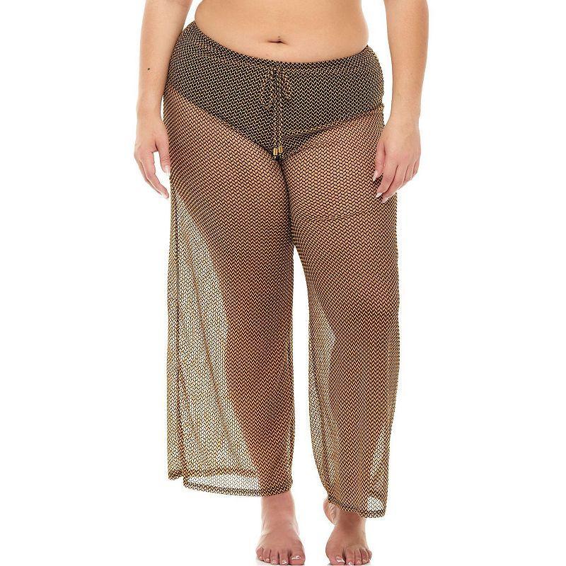 Plus Size Jordan Taylor Sheer Herringbone Swim Cover-Up Pants, Womens Product Image