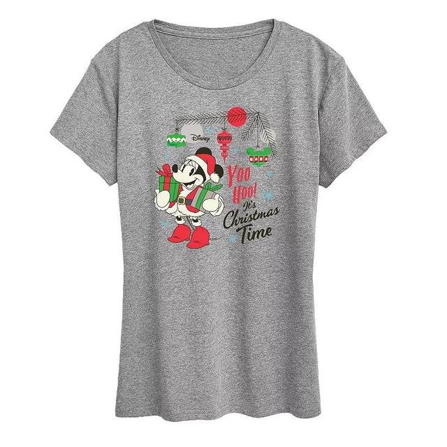 Disneys Minnie Mouse Womens Yoo Hoo Graphic Tee, Girls Grey Gray Product Image