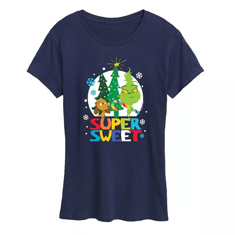 Womens Dr. Seuss Little Grinch Super Sweet Graphic Tee, Girls Grey Heather Product Image