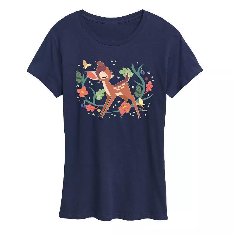 Disneys Bambi Womens Plants Graphic Tee Blue Product Image