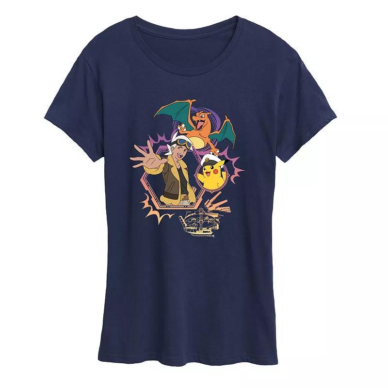 Womens Pokemon Friede, Captain Pikachu & Charizard Graphic Tee Heather Grey Product Image