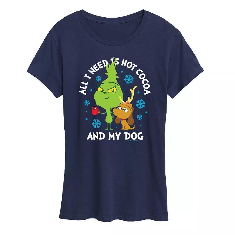 Womens Dr. Seuss The Grinch Hot Cocoa And My Dog Graphic Tee, Girls Product Image