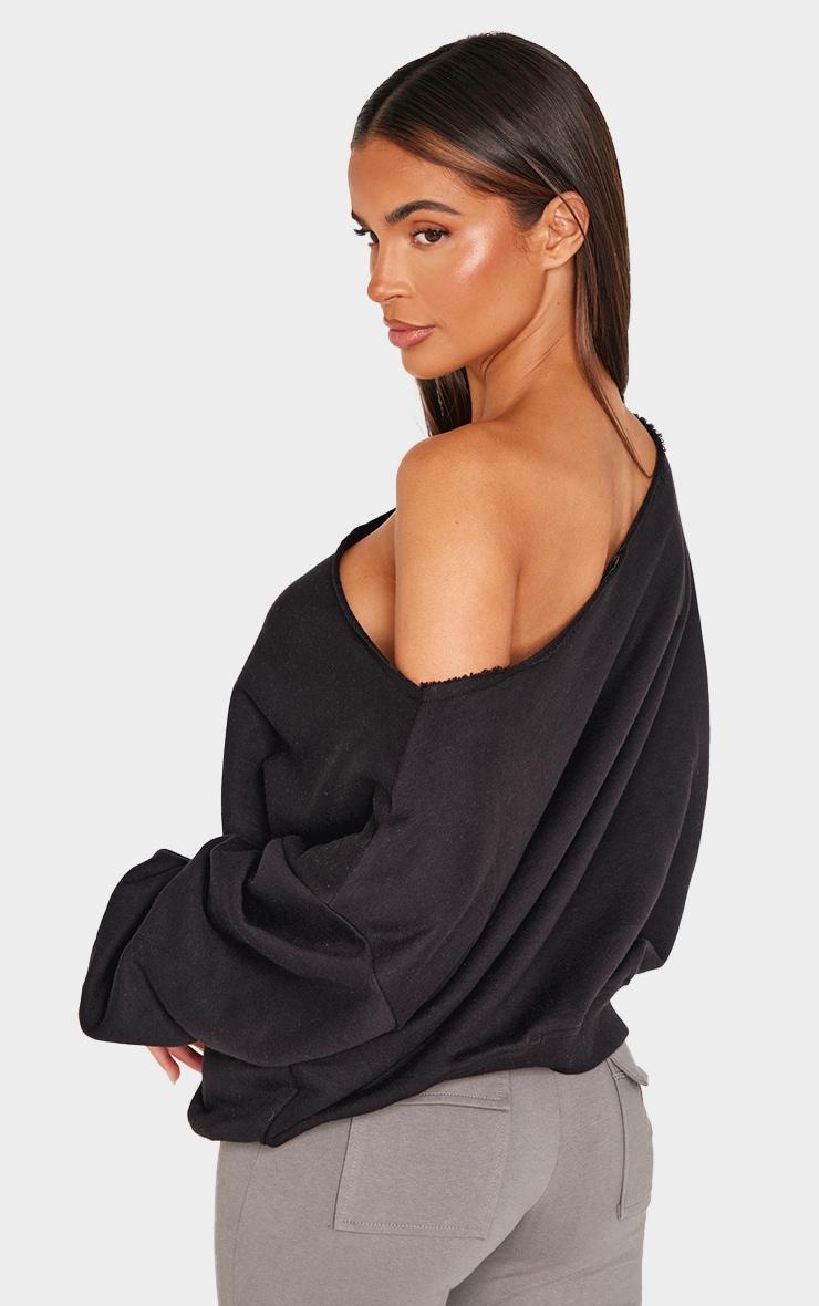 Black Oversized Off Shoulder Sweatshirt Product Image