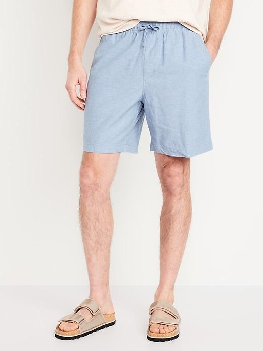 Linen-Blend Jogger Shorts -- 7-inch inseam Product Image