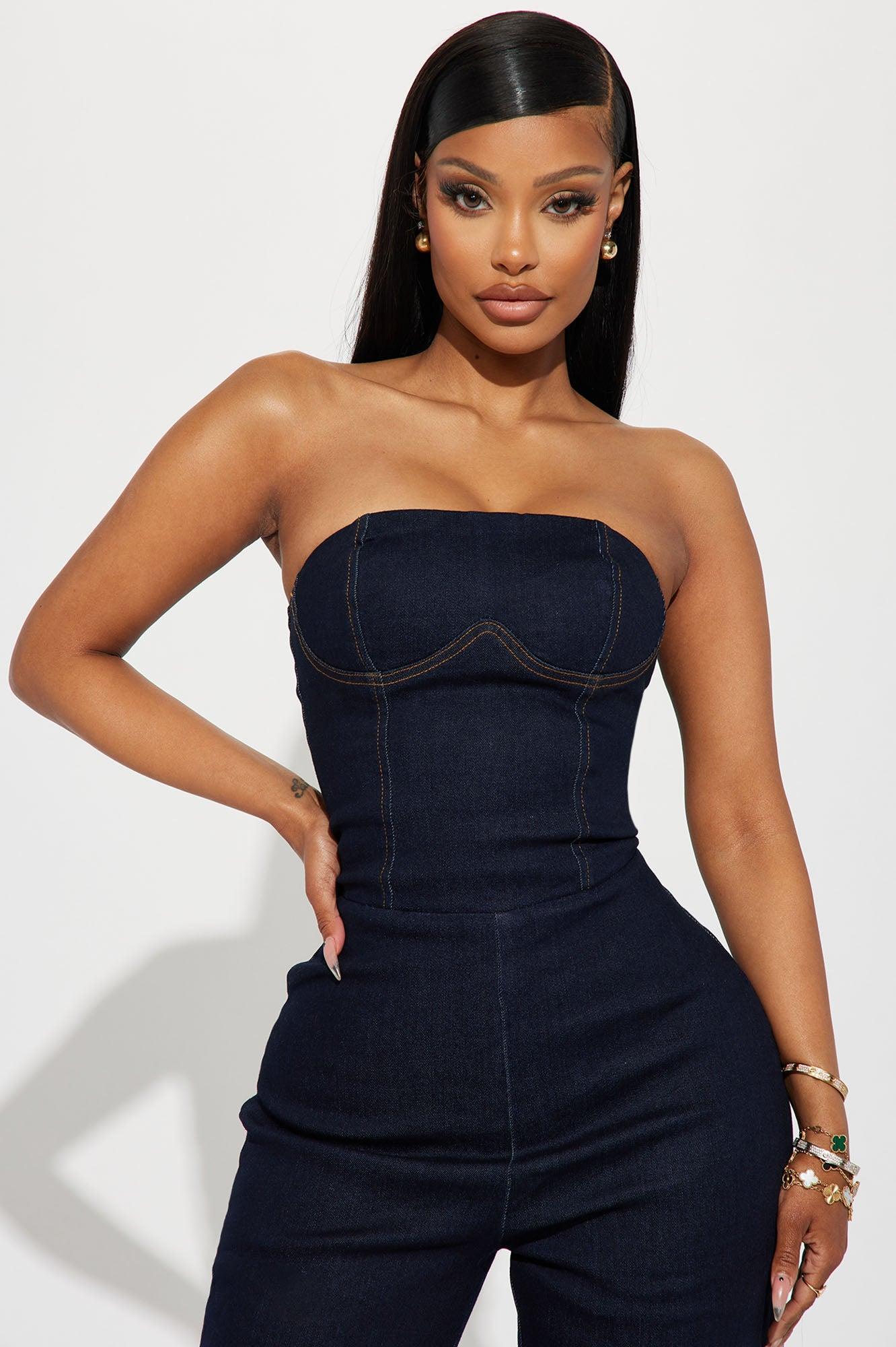 Uncut Denim Jumpsuit - Dark Denim Product Image