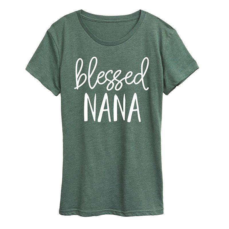 Womens Blessed Nana Graphic Tee Grey Green Product Image