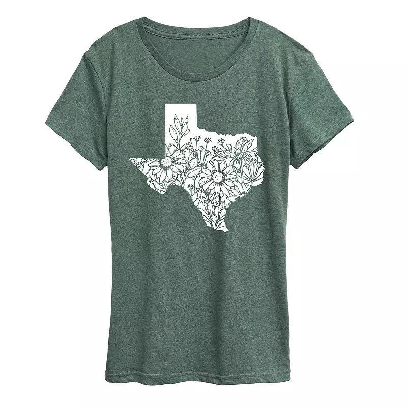 Womens Floral Texas Graphic Tee Grey Blue Product Image