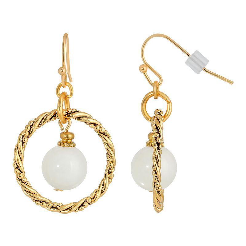 1928 Jewelry Gold-Tone White Howlite Hoop Earring Product Image