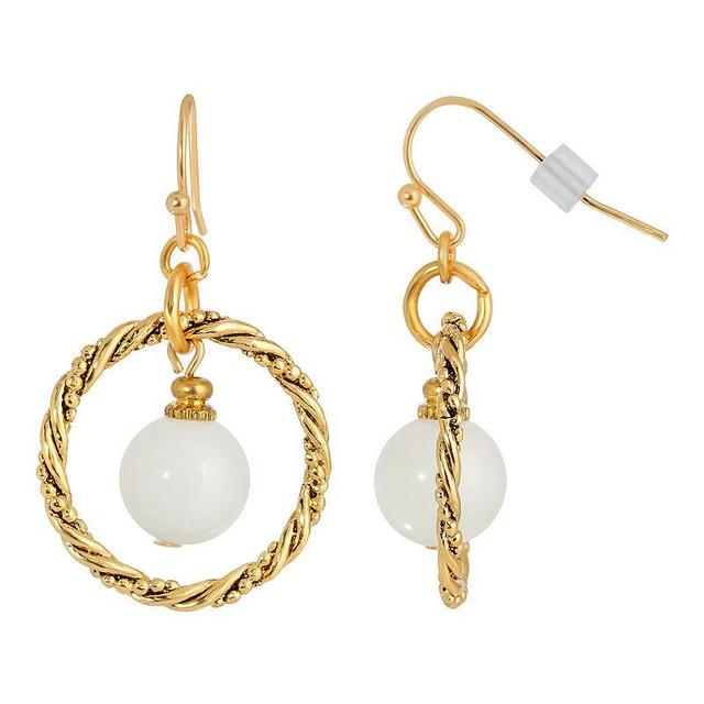 1928 Gold Tone White Howlite Orbital Drop Earring, Womens Product Image