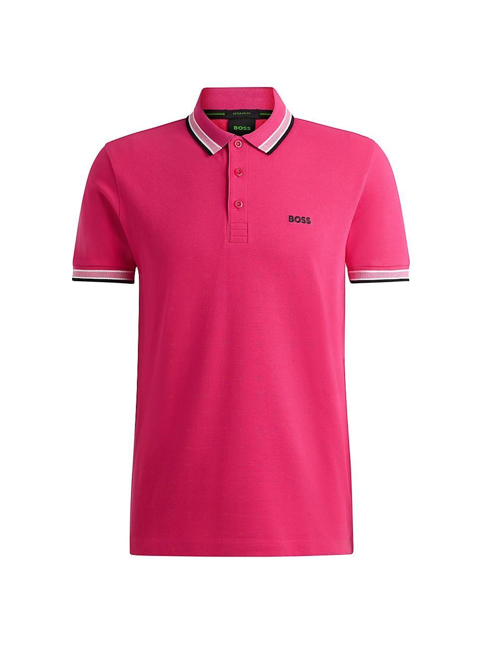 Mens Polo Shirt with Contrast Logo Details Product Image