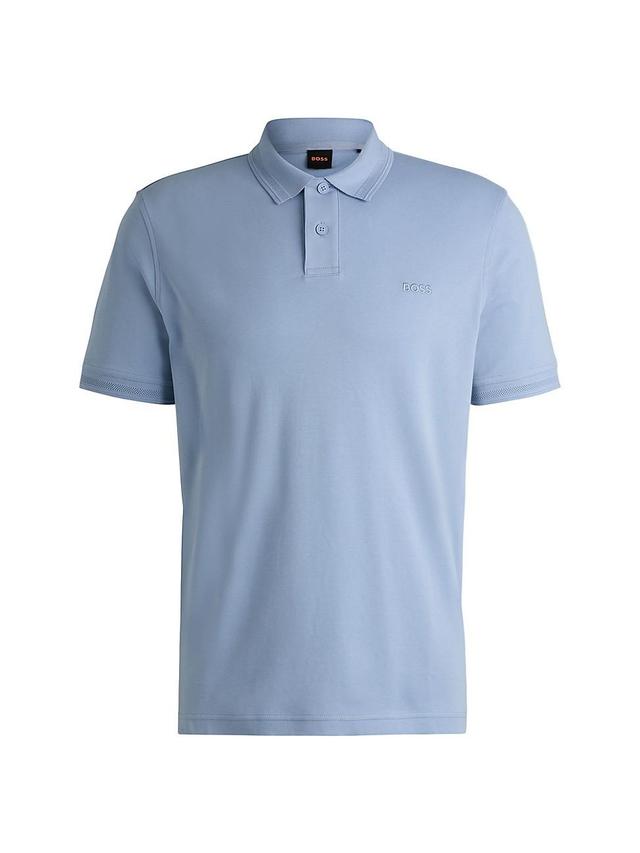 Mens Interlock-Cotton Polo Shirt with Logo Print Product Image