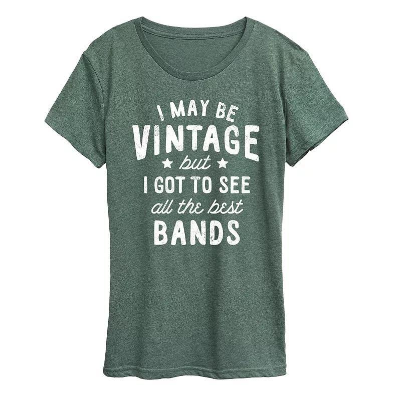 Womens I May Be Vintage Best Bands Graphic Tee Grey Green Product Image