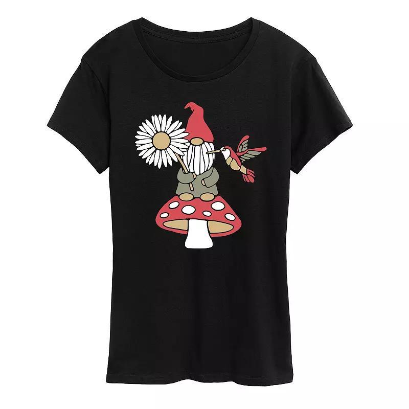 Womens Mushroom Gnome Graphic Tee Blue Product Image