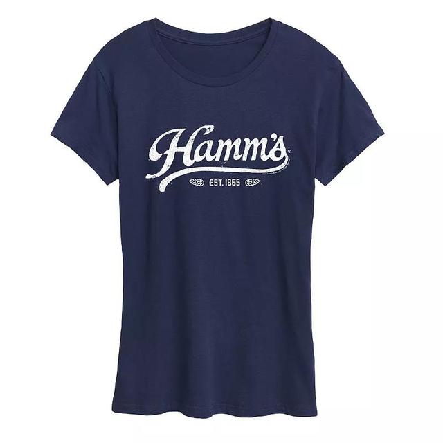 Womens Hamms Vintage Logo Graphic Tee Grey Royal Blue Product Image