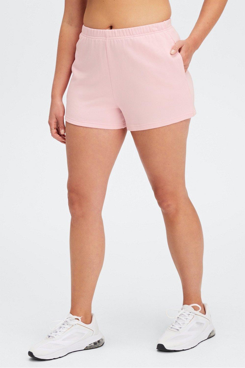 Fabletics Lightweight Go-To High-Waisted Slim Sweatshort Womens pink plus Size 2X Product Image