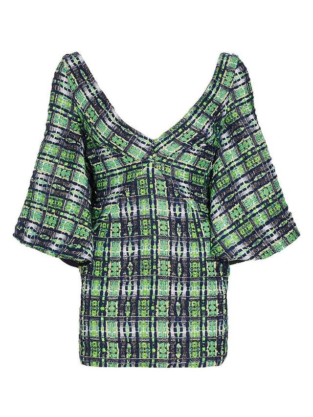 Womens Plaid V-Neck Mini Dress Product Image