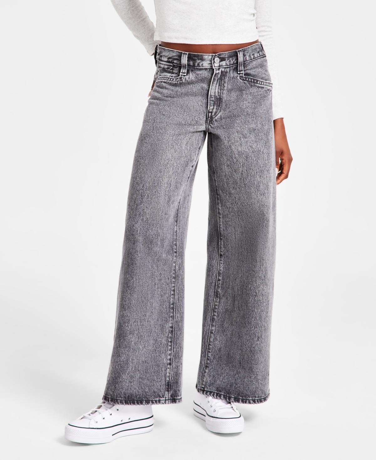 Levis Womens Light Indigo Ripped 94 Baggy Wide Leg Jeans Product Image