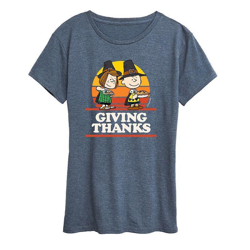 Womens Peanuts Giving Thanks Graphic Tee Black Product Image