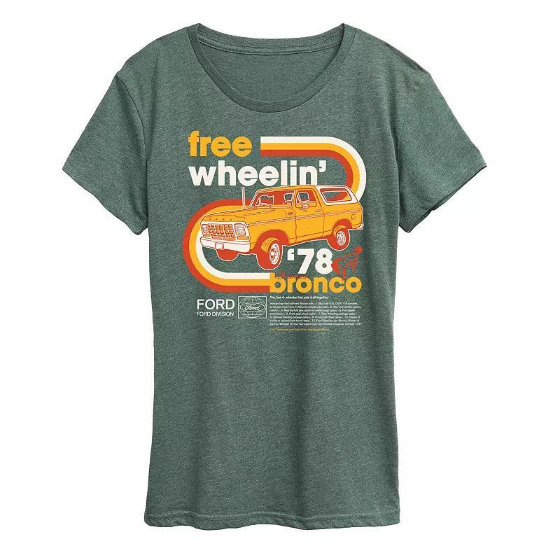 Womens Ford 1978 Ford Bronco Free Wheelin Graphic Tee Grey Green Product Image