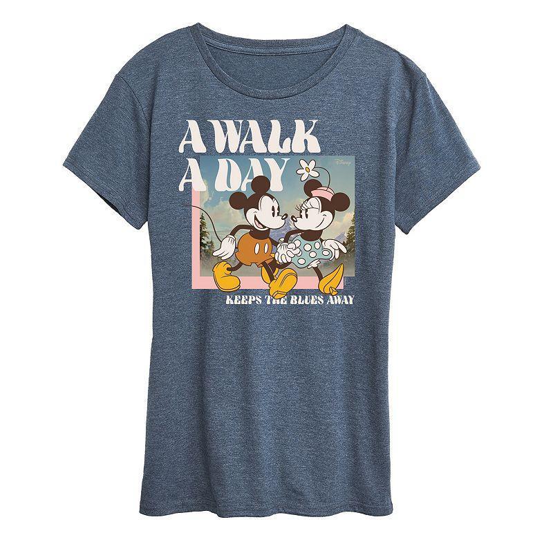 Disneys Mickey & Minnie Mouse Womens A Walk A Day Graphic Tee Product Image