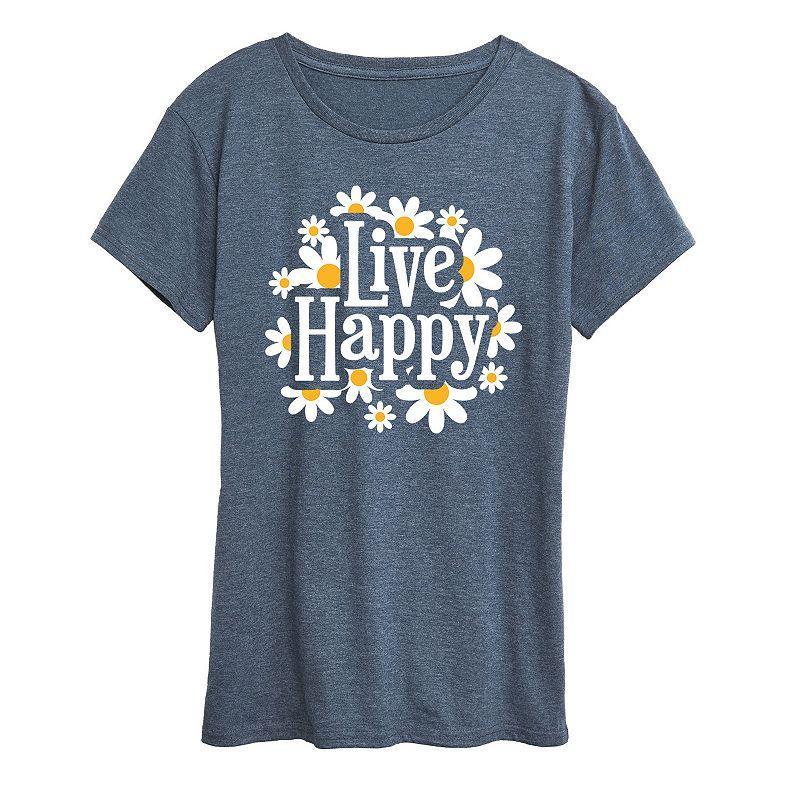 Womens Live Happy Daisies Graphic Tee Product Image