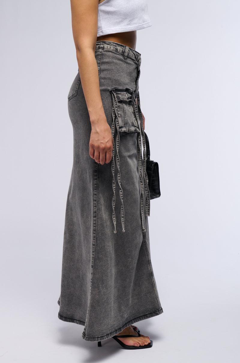 LOVE HATE THING DENIM MAXI SKIRT Product Image