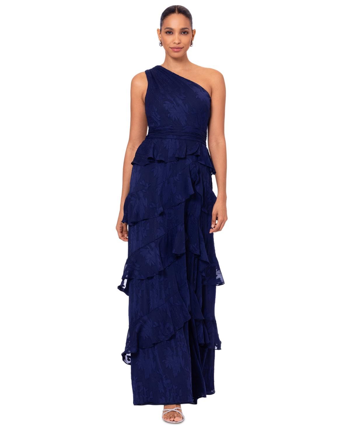 Xscape Womens Tiered One-Shoulder Gown Product Image