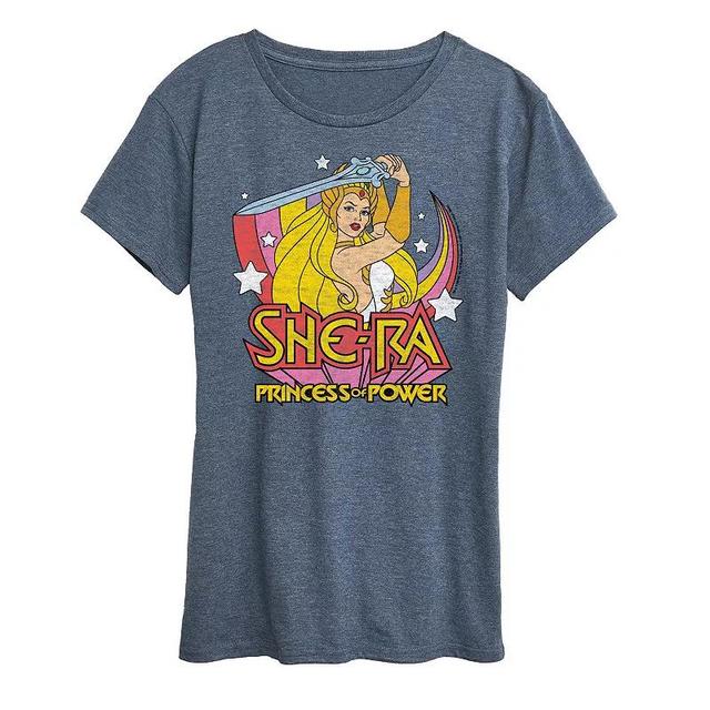 Womens She-Ra Sword Rainbow Graphic Tee, Girls Grey Blue Product Image