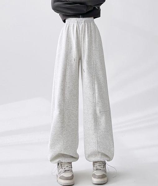 Drawstring Waist Plain Wide Leg Pants Product Image